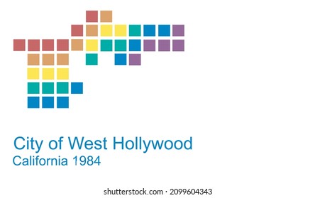 Top View Of West Hollywood, California Flag, No Flagpole. Plane Design, Layout. Flag Background.