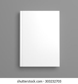 Top View Of White Blank Book Cover On Grey Background With Shadow