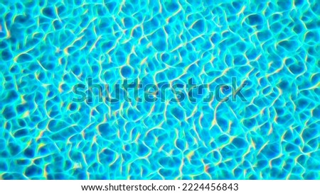 Top-down, two-dimensional, netlike abstract of reflections of morning sunlight on a swimming pool, with digital glow effect