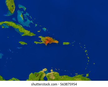 Topdown View Dominican Republic Hightlighted Red Stock Illustration ...