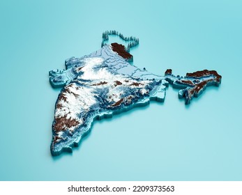 Topographic India Map Hypsometric Hindustan Elevation Stock ...