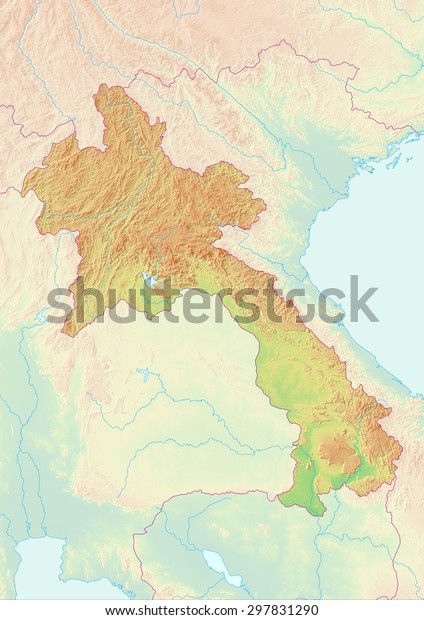 Topographic Map Laos Shaded Relief Elevation Stock Illustration ...