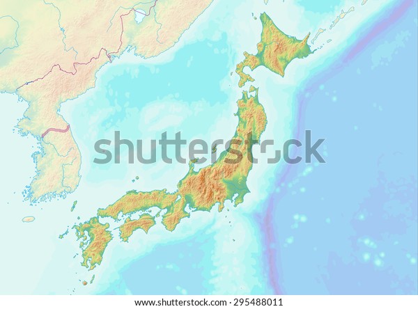 Topographic Map Main Islands Japan Shaded Stock Illustration 295488011
