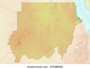 Topographic Map Sudan Shaded Relief Elevation Stock Illustration ...