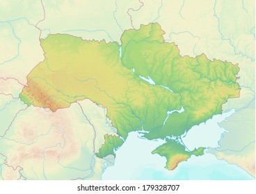 Topographic Map Ukraine Shaded Relief Elevation Stock Illustration ...