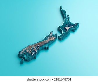 Topographic New Zealand Map Hypsometric Elevation Tint Spectral Shaded Relief Map 3d Illustration