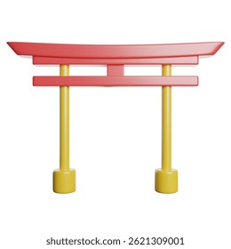 Torii Gate Lanmark 3D Rendering Icon Illustration