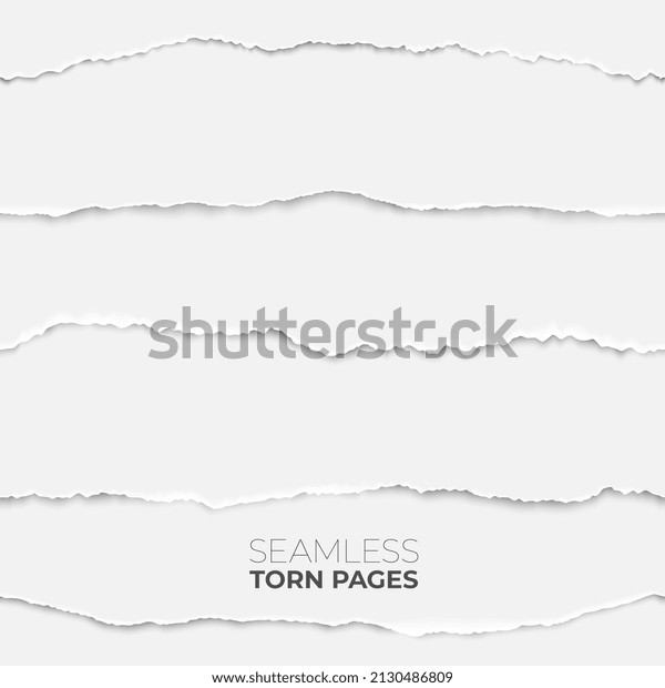 Torn page seamless texture. Paper edge backdrop,\
grunge rip papers stripes. Broken craft clean sheets, scrapbooking\
borders recent set