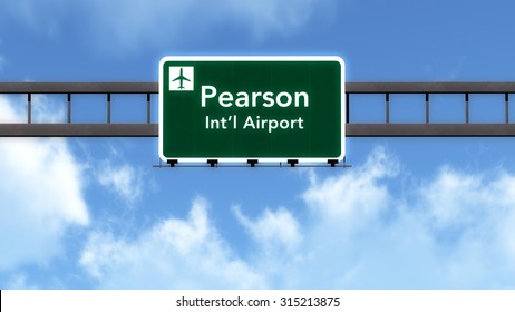 Toronto Canada Airport Highway Road Sign 3D Illustration