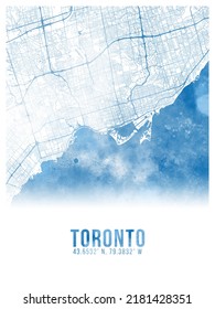 Toronto Watercolor City Map Poster