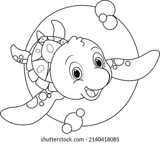 Tortoise Coloring Page Line Art Stock Illustration 2140418085 ...