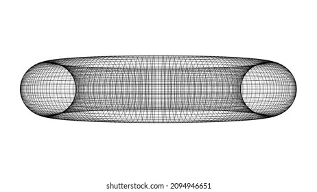 Torus wireframe isolated on white. mathematics background that can represent tecnology, algebra, structure or topology 3d representation