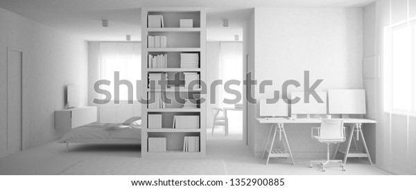 Total White Project One Room Apartment Stock Illustration 1352900885