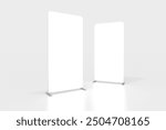 Totem Fabric Display Stand Sketch. Advertising Panel Isolated on White Background. View of a 3D Three-dimensional Illustration Model of a Poster Display Stand. 100x200 cm