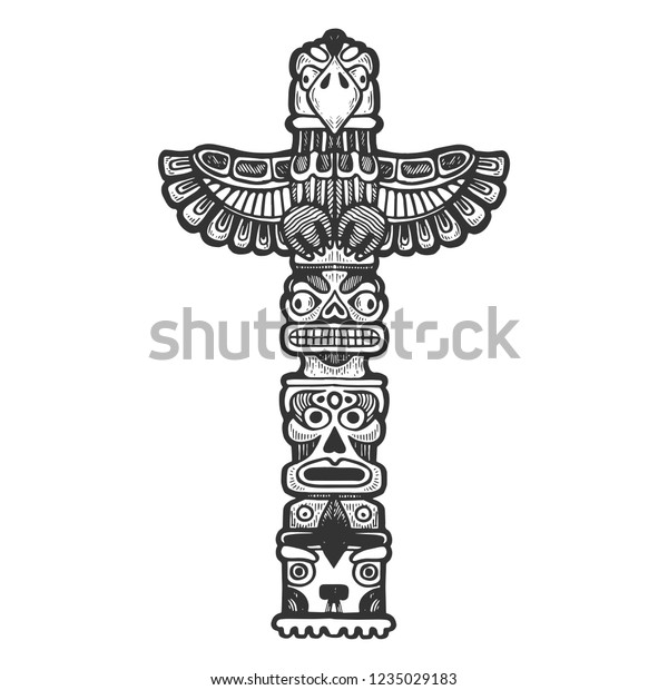 Totem Religious Symbol Ancient Civilization Engraving Stock ...