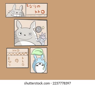 Fotos de Totoro y amigos en la pared marrón