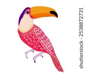 toucan drawing, stylized, with strong lines and colors