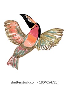 Toucan Flying In Various Colors