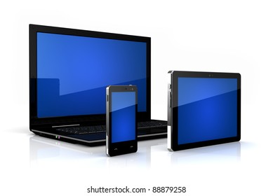 Touch-screen Family - Digital Tablet, Phone And Laptop