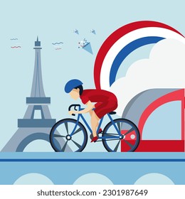 Tour De France Flat Illustration, Vector Illustration, Occasion, Bicycle Racing
