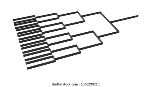 Tournament Bracket 3D Illustration On White Background