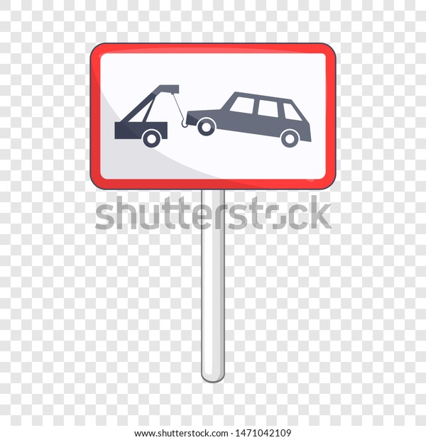 Tow away no parking sign icon.\
Cartoon illustration of no parking sign icon for web\
design