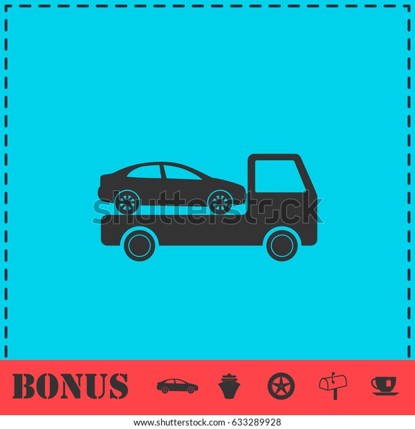 Tow car evacuation icon flat. Simple\
illustration symbol and bonus\
pictogram