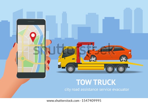 Tow truck, roadside assistance . Tow truck for\
transportation faults and emergency cars. The tow truck picks up\
the car on the penalty\
area.