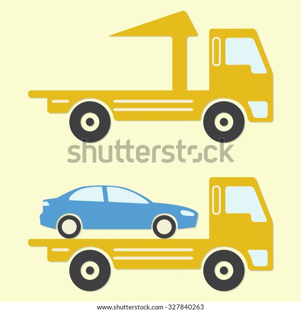 Tow truck or wrecker icon in flat design. Vehicle\
maintenance and\
repair.