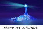 Towering lighthouse in a futuristic, digital world, 3D illustration concept. Evolving technology and the potential for progress. A guide, inspiring innovation and leadership towards a. 3D Illustration