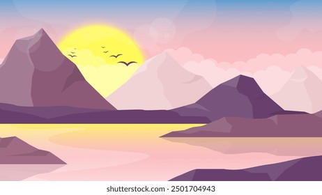 Towering mountains wear snowy hats, reaching for the bright blue sky. Lush green forests hug their sides, and a sparkling river dances through the valley below. A peaceful scene where nature looks ama - Powered by Shutterstock