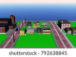 Town view 3D rendering