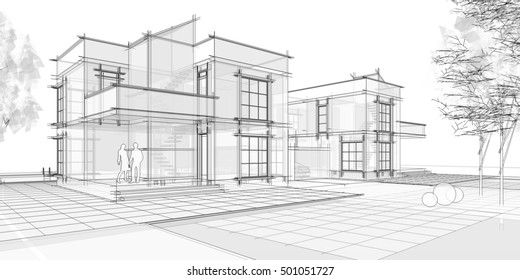 Dessin Maison Moderne Illustrations Images Et Images Vectorielles De Stock Shutterstock