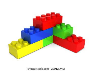 Toy bricks. 3d illustration isolated on white background 
