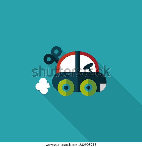 toy car flat icon with\
long shadow