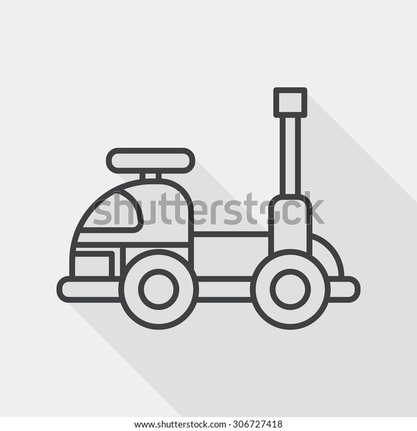 toy car flat\
icon with long shadow, line\
icon