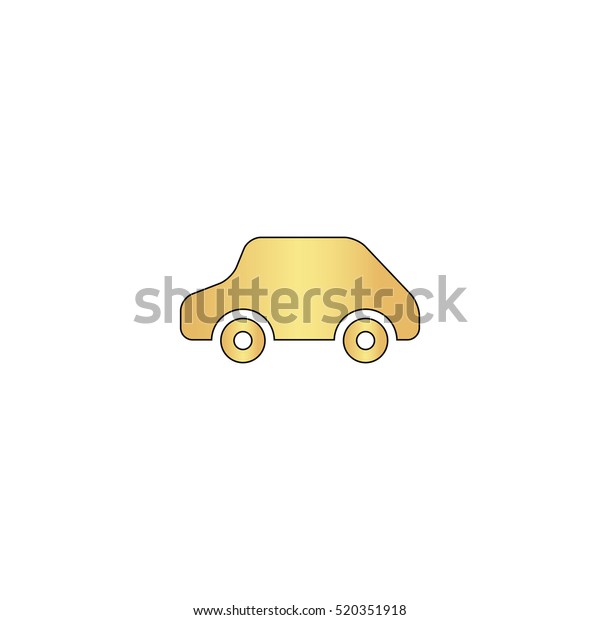 Toy Car logo template.\
Flat gold icon with black stroke. Simple illustration on white\
background