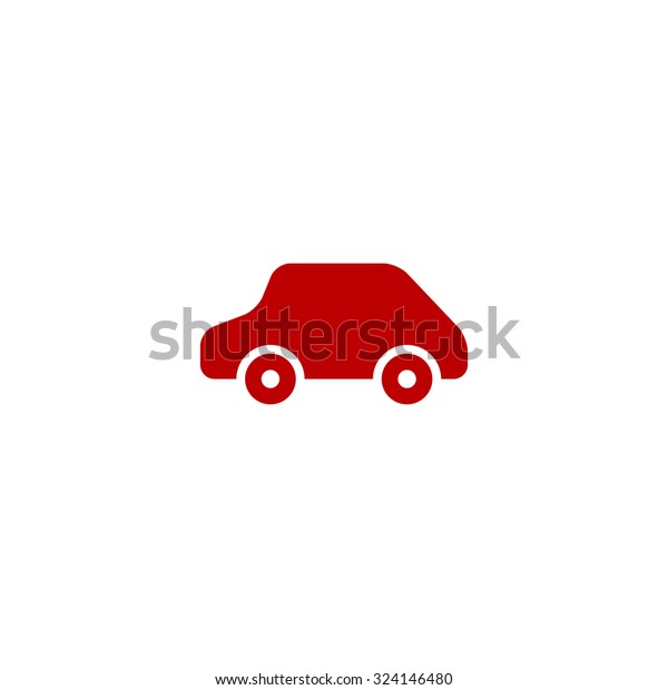 Toy Car logo template. Red flat icon.\
Illustration symbol on white\
background