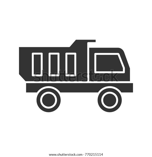 Toy truck glyph icon. Silhouette\
symbol. Negative space. Raster isolated\
illustration