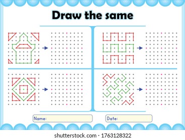 Tracing lines and shapes.  Educational game for kids, Draw the same. 