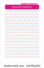 tracing lines worksheet kids working pages stock illustration 1647812341