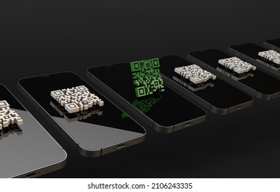 Track And Trace Identification With Qr Code On Iphone 13 Pro. 3d Phone And Qr Coding