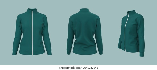 Women’s Tracksuit Jacket Mockup, 3d Illustration, 3d Rendering