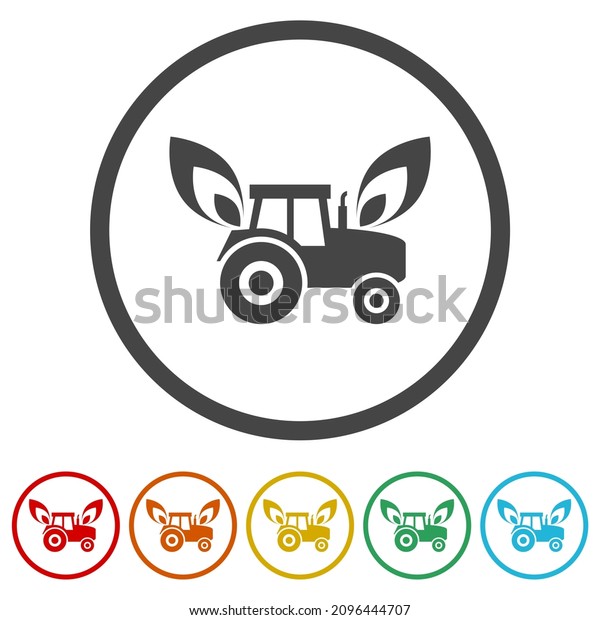 Tractor icon\
isolated on white background, color\
set