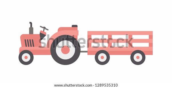 Tractor icon. Tractor with trailer. isolated
on white
background