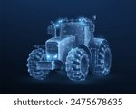 tractor illustration. Agricultural machinery, Farm equipment, Technology in farming, Industrial vehicle, Farmland transport, Agronomy machine, Harvest wheel concept.