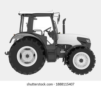 Tractor isolated on grey background. 3d rendering - illustration