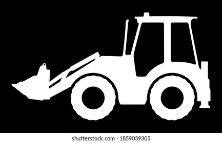 Tractor silhouette on a dark background.