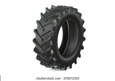 Tractor Tire Or Tractor Tyre Closeup Isolated On White Background