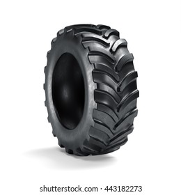 Tractor Tyre Isolated On White Background. 3d Rendering